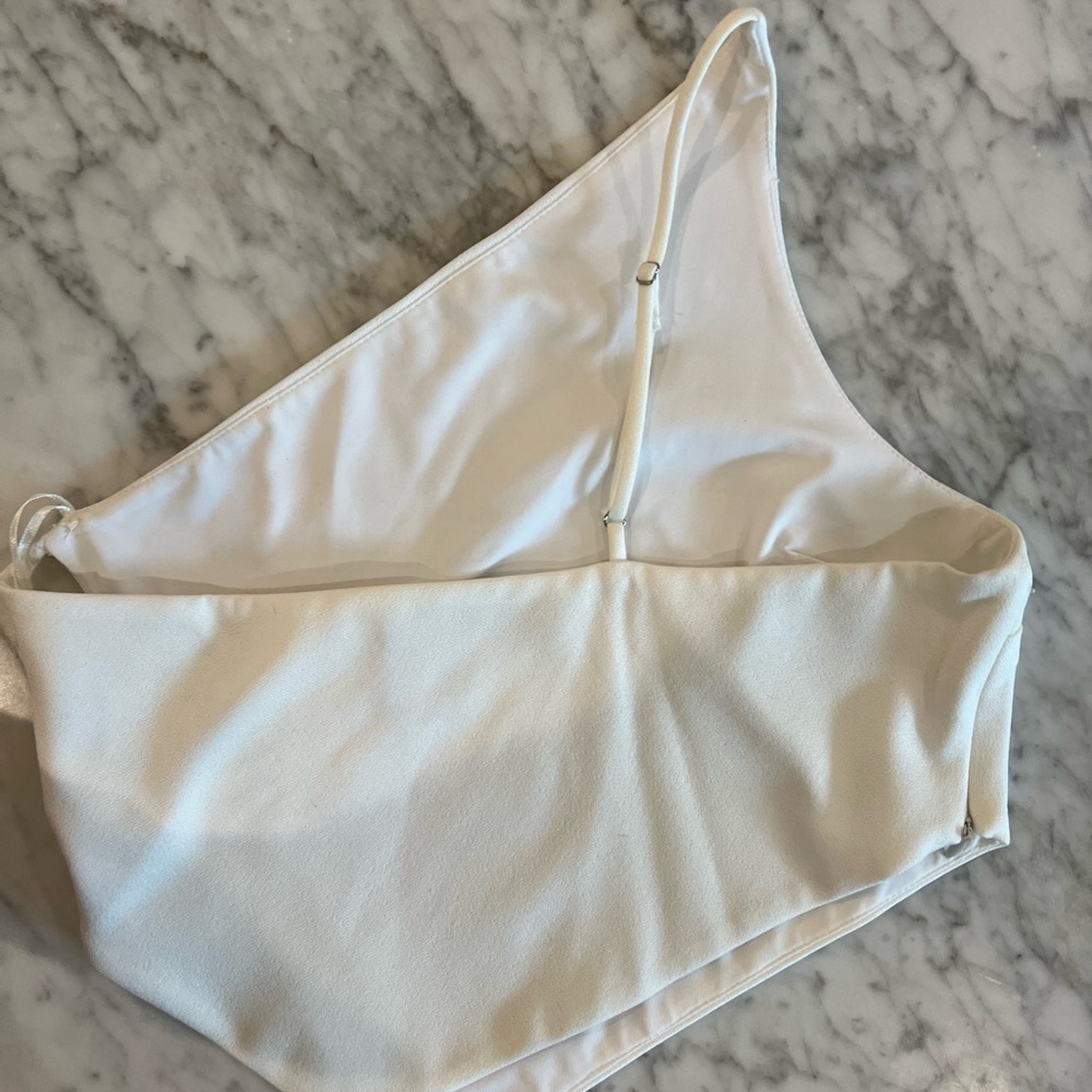 White One-Shoulder Rhinestone Top - Picture 2 of 5